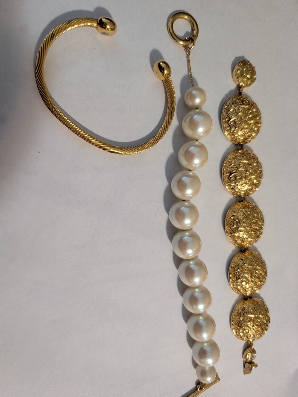 Set of 3 Statement Vintage Gold Tone Bracelets ✨